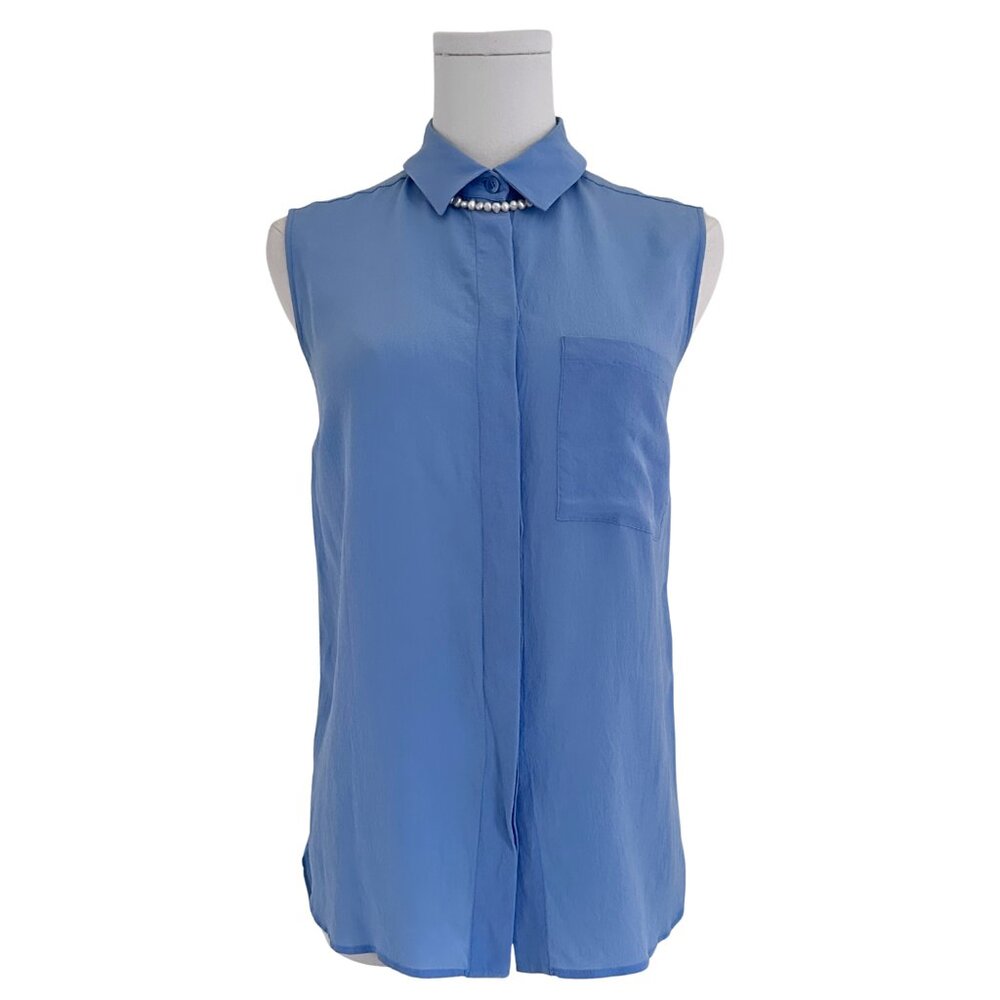Stella McCartney Blue 100% Silk Sleeveless Shirt – Size 38